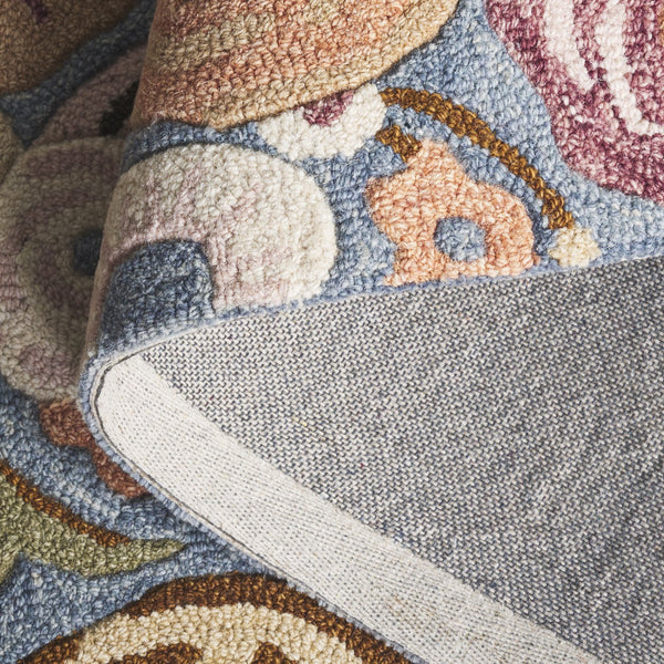 Safavieh Jardin Hand-Tufted Round Wool Rug In Blue & Rust Floral Motif — Low-Profile, Durable, Artisanal Charm 6'-0" x 6'-0" JAR765M-6R