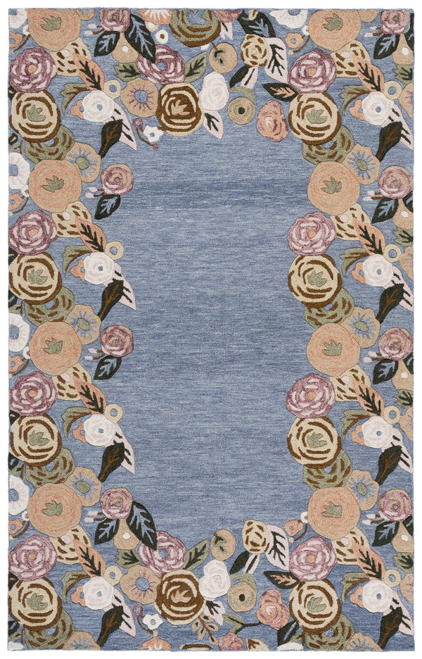 Safavieh Jardin Hand-Tufted Round Wool Rug In Blue & Rust Floral Motif — Low-Profile, Durable, Artisanal Charm 6'-0" x 6'-0" JAR765M-6R