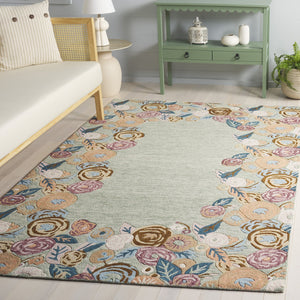 Safavieh Jardin Hand-Tufted Sage And Rust Floral Rug 8X10, Low-Profile Wool-Cotton Blend For Warmth And Texture 8'-0" x 10'-0" JAR765W-8