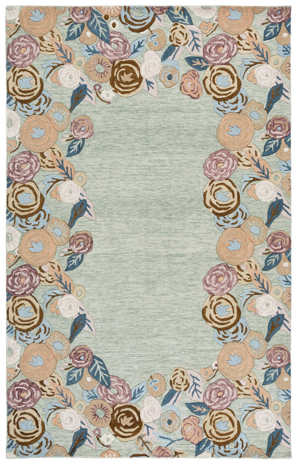 Safavieh Jardin Hand-Tufted Sage And Rust Floral Rug 8X10, Low-Profile Wool-Cotton Blend For Warmth And Texture 8'-0" x 10'-0" JAR765W-8