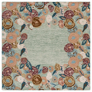 Safavieh Jardin Hand-Tufted Round Area Rug In Sage & Rust Floral — Wool-Cotton Blend, Low-Profile Elegance 6'-0" x 6'-0" JAR765W-6R