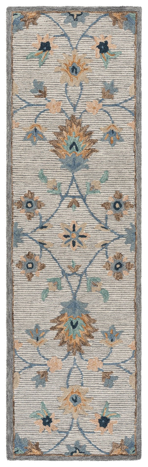 Safavieh Jardin Hand-Tufted Grey Blue Floral Rug, Wool-Cotton Blend Low-Profile Pile For Timeless Rooms 9'-0" x 12'-0" JAR766F-9