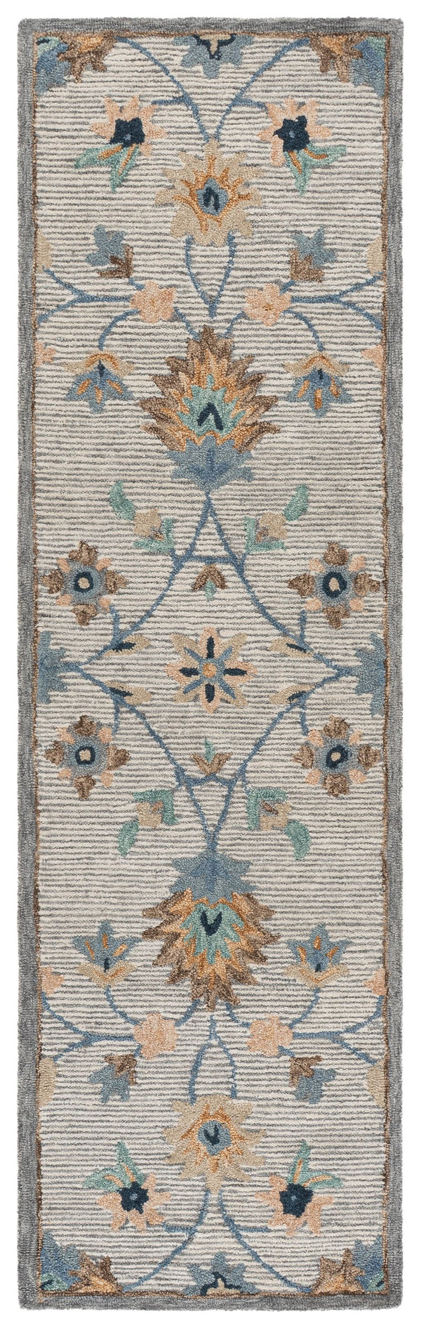 Safavieh Jardin Hand-Tufted Grey Blue Wool-Cotton Rug — Low-Profile Floral Motif, Soft Durable Texture For Living Spaces 4'-0" x 6'-0" JAR766F-4
