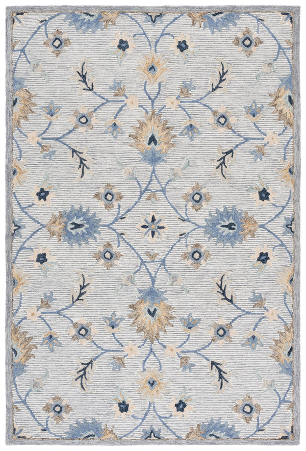 Safavieh Jardin Hand-Tufted Floral Runner In Grey And Blue — Low-Profile Wool-Cotton Blend For Hallways 2'-3" x 8'-0" JAR766F-28