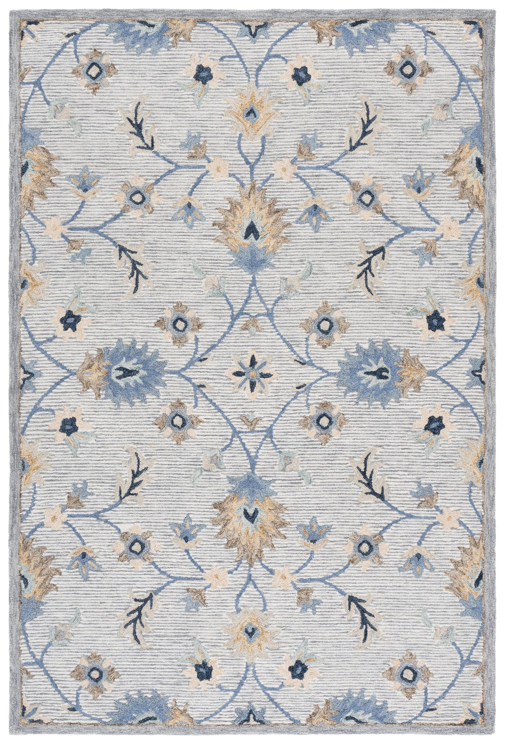 Safavieh Jardin Hand-Tufted Grey Blue Area Rug — Floral-Inspired Wool-Cotton Blend, Low-Profile Elegance 5'-0" x 8'-0" JAR766F-5