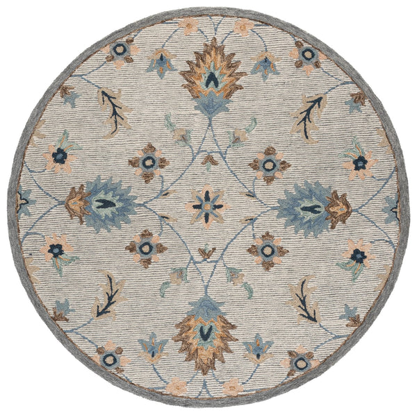 Safavieh Jardin Hand-Tufted Grey Blue Floral Rug, Wool-Cotton Blend Low-Profile Pile For Timeless Rooms 9'-0" x 12'-0" JAR766F-9