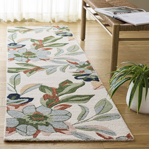 Safavieh Jardin Hand-Tufted Floral Area Rug Ivory Blue — 80% Wool 20% Cotton Low-Profile 1/4" Pile Elegance 9'-0" x 12'-0" JAR768A-9