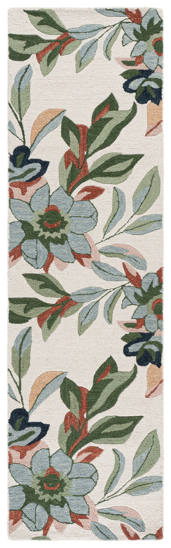 Safavieh Jardin Hand-Tufted Floral Area Rug Ivory Blue — 80% Wool 20% Cotton Low-Profile 1/4" Pile Elegance 9'-0" x 12'-0" JAR768A-9