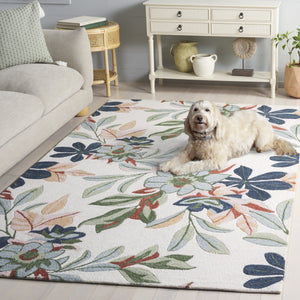 Safavieh Jardin Hand-Tufted Floral Area Rug Ivory Blue — 80% Wool 20% Cotton Low-Profile 1/4" Pile Elegance 9'-0" x 12'-0" JAR768A-9