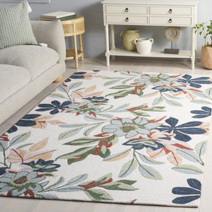 Safavieh Jardin Hand-Tufted Floral Area Rug Ivory Blue — 80% Wool 20% Cotton Low-Profile 1/4" Pile Elegance 9'-0" x 12'-0" JAR768A-9
