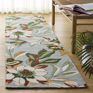 Safavieh Jardin Hand‑Tufted Blue And Rust Wool Blend Rug With Subtle Floral Motif, Low Pile, Made In India 5'-0" x 8'-0" JAR768M-5
