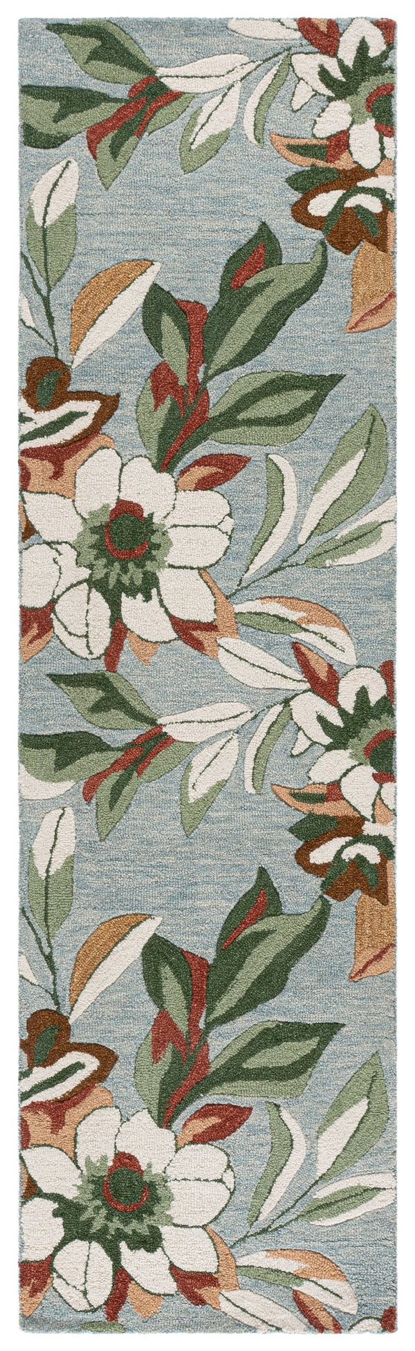Safavieh Jardin Hand‑Tufted Blue And Rust Wool Blend Rug With Subtle Floral Motif, Low Pile, Made In India 5'-0" x 8'-0" JAR768M-5