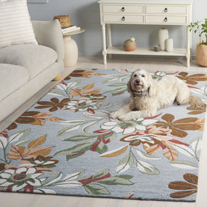 Safavieh Jardin Hand‑Tufted Blue And Rust Wool Blend Rug With Subtle Floral Motif, Low Pile, Made In India 5'-0" x 8'-0" JAR768M-5