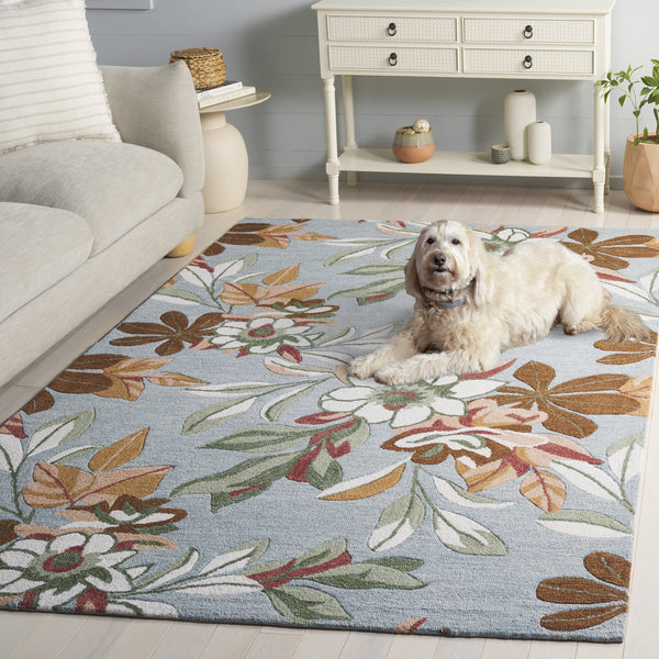 Safavieh Jardin Hand‑Tufted Blue And Rust Wool Blend Rug With Subtle Floral Motif, Low Pile, Made In India 5'-0" x 8'-0" JAR768M-5