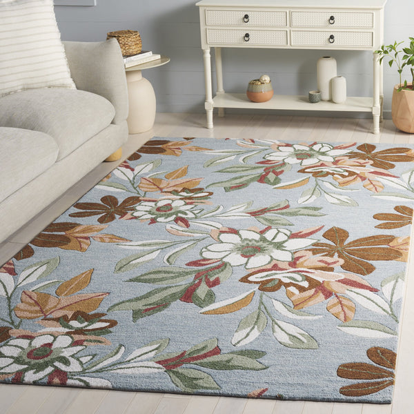 Safavieh Jardin Hand‑Tufted Blue And Rust Wool Blend Rug With Subtle Floral Motif, Low Pile, Made In India 5'-0" x 8'-0" JAR768M-5