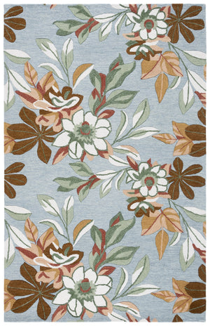 Safavieh Jardin Hand‑Tufted Blue And Rust Wool Blend Rug With Subtle Floral Motif, Low Pile, Made In India 5'-0" x 8'-0" JAR768M-5