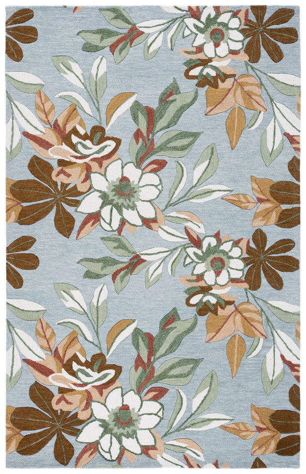 Safavieh Jardin Hand‑Tufted Blue And Rust Wool Blend Rug With Subtle Floral Motif, Low Pile, Made In India 5'-0" x 8'-0" JAR768M-5