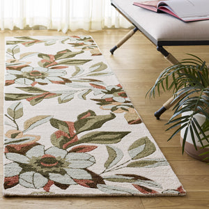 Safavieh Jardin Hand‑Tufted Round Wool‑Cotton Rug In Ivory & Sage — Low Profile Floral Design, Elegant Centerpiece 6'-0" x 6'-0" JAR768W-6R