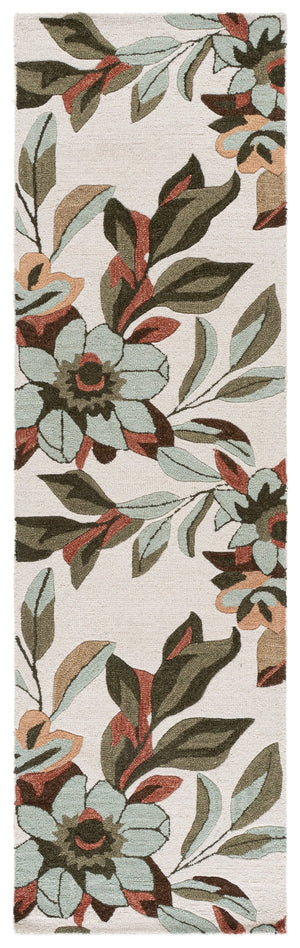 Safavieh Jardin Hand‑Tufted Round Wool‑Cotton Rug In Ivory & Sage — Low Profile Floral Design, Elegant Centerpiece 6'-0" x 6'-0" JAR768W-6R