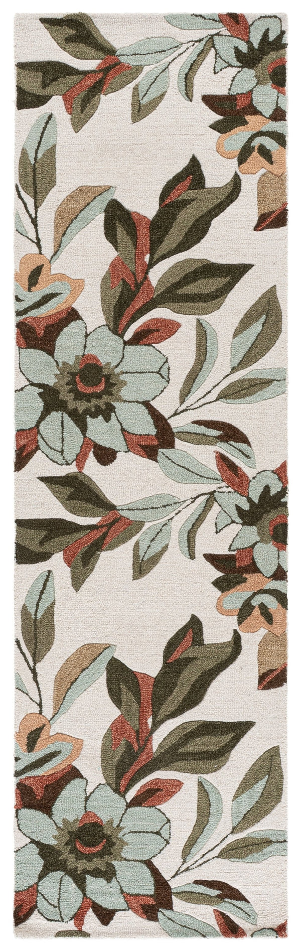 Safavieh Jardin Hand‑Tufted Round Wool‑Cotton Rug In Ivory & Sage — Low Profile Floral Design, Elegant Centerpiece 6'-0" x 6'-0" JAR768W-6R