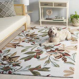 Safavieh Jardin Hand-Tufted Ivory And Sage Floral Rug, Wool-Cotton Blend For Timeless Country Charm And Comfort 4'-0" x 6'-0" JAR768W-4