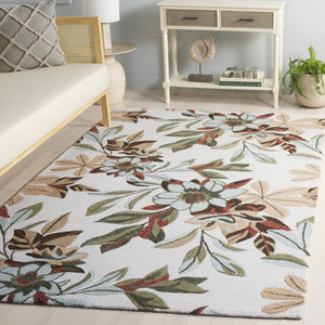 Safavieh Jardin Hand‑Tufted Round Wool‑Cotton Rug In Ivory & Sage — Low Profile Floral Design, Elegant Centerpiece 6'-0" x 6'-0" JAR768W-6R