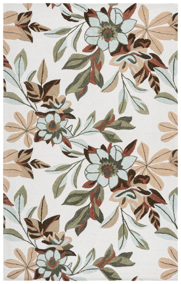 Safavieh Jardin Hand‑Tufted Round Wool‑Cotton Rug In Ivory & Sage — Low Profile Floral Design, Elegant Centerpiece 6'-0" x 6'-0" JAR768W-6R