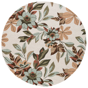 Safavieh Jardin Hand-Tufted Ivory And Sage Floral Rug, Wool-Cotton Blend For Timeless Country Charm And Comfort 4'-0" x 6'-0" JAR768W-4