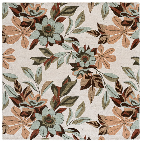 Safavieh Jardin Hand-Tufted Ivory And Sage Floral Rug, Wool-Cotton Blend For Timeless Country Charm And Comfort 4'-0" x 6'-0" JAR768W-4