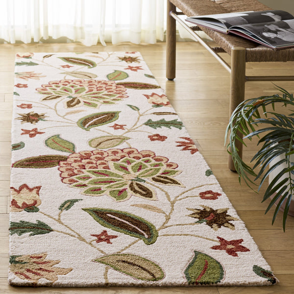 Safavieh Jardin Hand-Tufted Ivory Green Wool-Cotton Rug — Subtle Floral Design, Low-Profile Durable Comfort 4'-0" x 6'-0" JAR769A-4