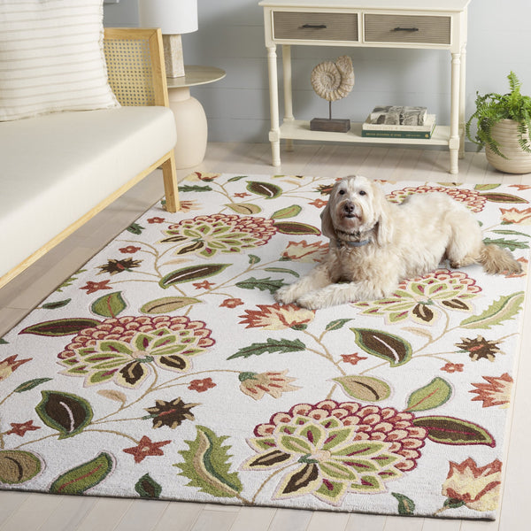 Safavieh Jardin Hand-Tufted Ivory Green Floral Rug — Wool-Cotton Blend, Low-Profile 8X10 Area Accent 9'-0" x 12'-0" JAR769A-9