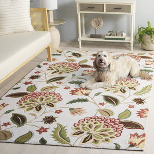 Safavieh Jardin Hand-Tufted Ivory And Green Wool-Cotton Rug — Subtle Floral Motif, Plush Low-Pile Comfort 5'-0" x 8'-0" JAR769A-5