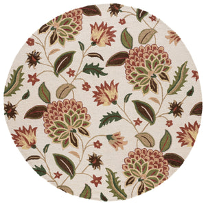 Safavieh Jardin Hand-Tufted Round Rug In Ivory And Green Floral — Wool-Cotton Blend, Low Pile, Crafted In India 6'-0" x 6'-0" JAR769A-6R