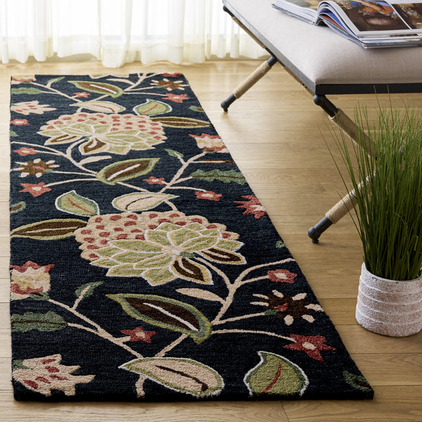 Safavieh Jardin Hand-Tufted Round Rug In Soothing Blue And Light Green Floral — Wool-Cotton, Low Pile Elegance 6'-0" x 6'-0" JAR769M-6R