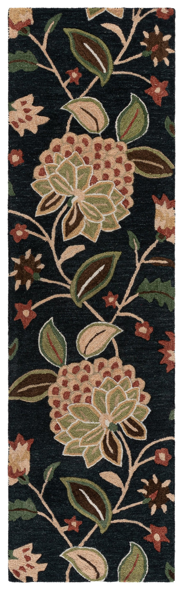 Safavieh Jardin Hand-Tufted Wool Runner Rug In Blue & Light Green Floral — Low Pile, Durable Elegance For Hallways 2'-3" x 8'-0" JAR769M-28