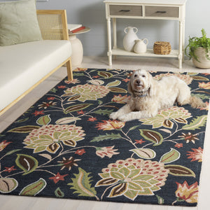 Safavieh Jardin Hand-Tufted Wool Runner Rug In Blue & Light Green Floral — Low Pile, Durable Elegance For Hallways 2'-3" x 8'-0" JAR769M-28