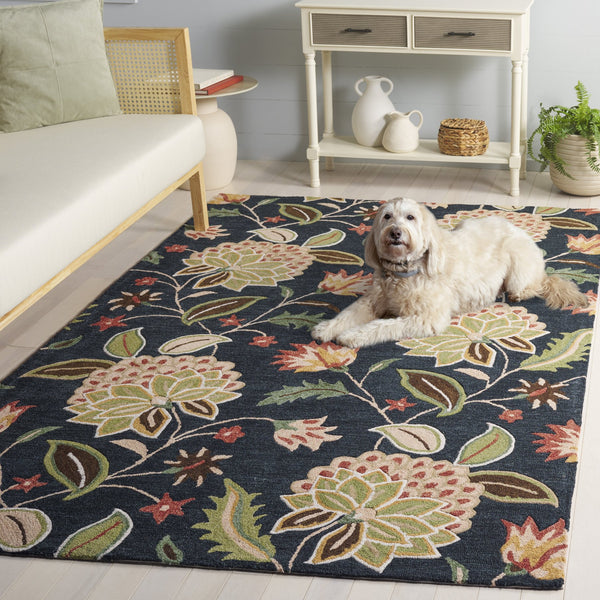 Safavieh Jardin Hand-Tufted Wool-Cotton Rug With Subtle Floral Blue And Light Green Tones, Low Pile Elegance 9'-0" x 12'-0" JAR769M-9