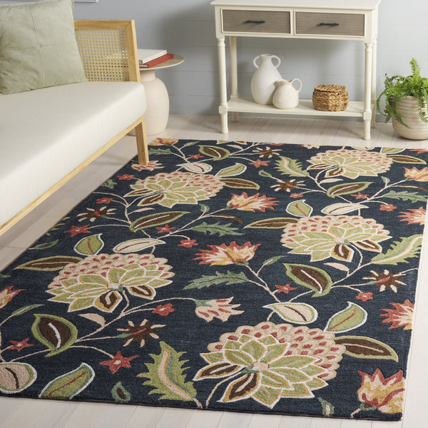 Safavieh Jardin Hand-Tufted Floral Area Rug In Calming Blue & Light Green, Wool-Cotton Blend, Low Pile 4'-0" x 6'-0" JAR769M-4
