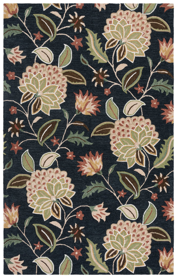 Safavieh Jardin Hand-Tufted Floral Rug In Blue & Light Green — Wool-Cotton Low-Profile Texture For Home Elegance 6'-0" x 6'-0" JAR769M-6SQ