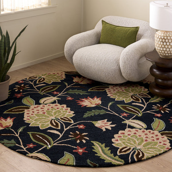 Safavieh Jardin Floral Area Rug In Soothing Blue & Light Green — Hand-Tufted Wool-Cotton Blend, Low Pile Elegance 5'-0" x 8'-0" JAR769M-5