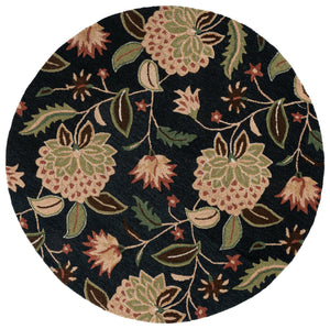 Safavieh Jardin Hand-Tufted Round Rug In Soothing Blue And Light Green Floral — Wool-Cotton, Low Pile Elegance 6'-0" x 6'-0" JAR769M-6R