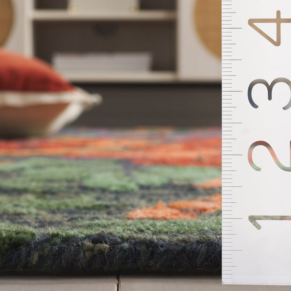 Safavieh Jardin Hand-tufted 5' X 8' Area Rug In Blue & Orange - Luxurious Floral Design For Any Space Blue ,Orange 80% Wool 10% Cotton Jar850m-5