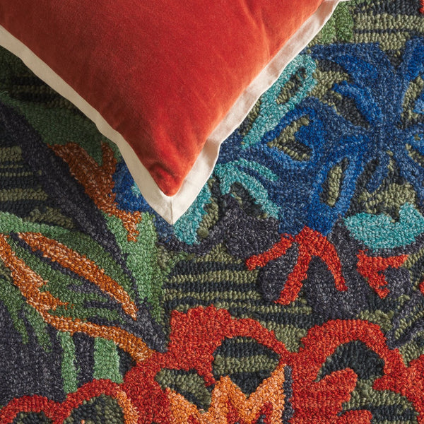 Safavieh Jardin Hand-tufted 5' X 8' Area Rug In Blue & Orange - Luxurious Floral Design For Any Space Blue ,Orange 80% Wool 10% Cotton Jar850m-5