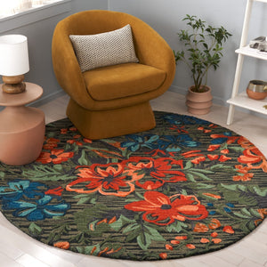 Safavieh Jardin Exquisite Hand-tufted Area Rug With Vibrant Floral Design For Timeless Home Elegance Blue ,Orange 80% Wool 10% Cotton Jar850m-4
