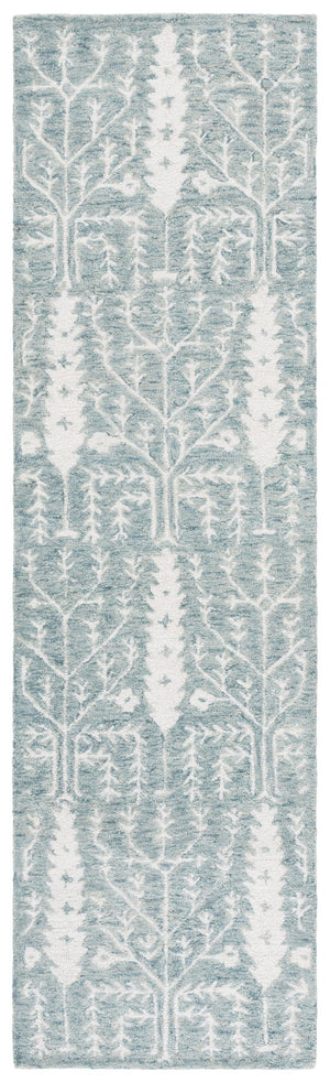 Safavieh Jardin Hand-tufted Runner Rug - Elegant Forestry Design For Timeless Luxury In Your Home Decor Blue ,Ivory 80% Wool 10% Cotton Jar852m-28