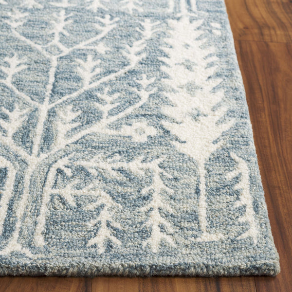 Safavieh Jardin Hand-tufted Runner Rug - Elegant Forestry Design For Timeless Luxury In Your Home Decor Blue ,Ivory 80% Wool 10% Cotton Jar852m-5