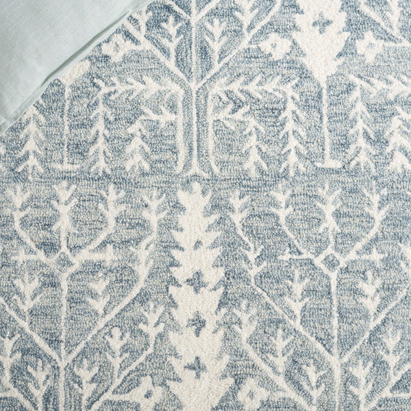 Safavieh Jardin Hand-tufted Runner Rug - Elegant Forestry Design For Timeless Luxury In Your Home Decor Blue ,Ivory 80% Wool 10% Cotton Jar852m-5