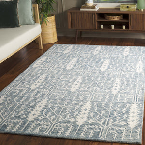 Safavieh Jardin Hand-tufted Runner Rug - Elegant Forestry Design For Timeless Luxury In Your Home Decor Blue ,Ivory 80% Wool 10% Cotton Jar852m-5