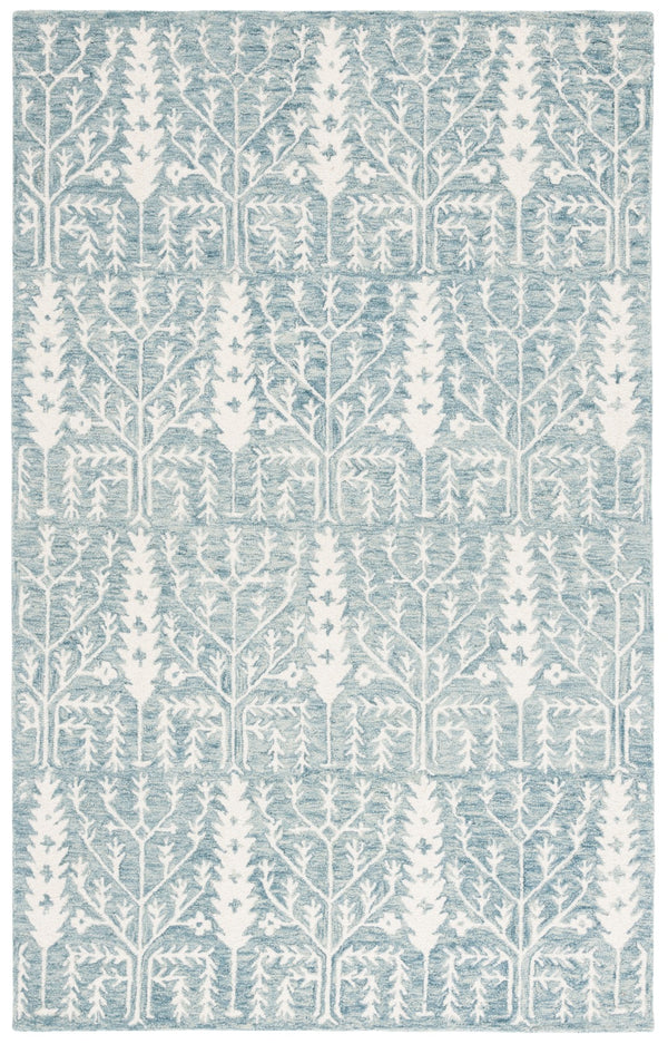 Safavieh Jardin Elegant Hand-tufted Area Rug With Botanical Design For Timeless Home Decor And Comfort Blue ,Ivory 80% Wool 10% Cotton Jar852m-3
