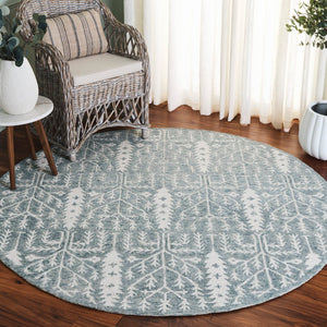 Safavieh Jardin Elegant Hand-tufted Area Rug With Botanical Design For Timeless Home Decor And Comfort Blue ,Ivory 80% Wool 10% Cotton Jar852m-3